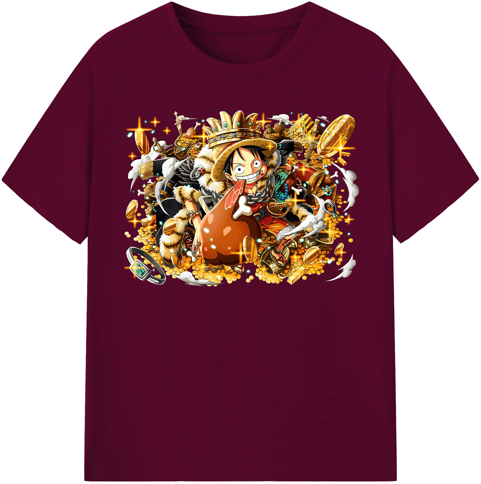 ワンピース モンキー・D・ルフィ ONE PIECE Monkey D. Luffy レディースカジュアルプリントTシャツ（綿100％）